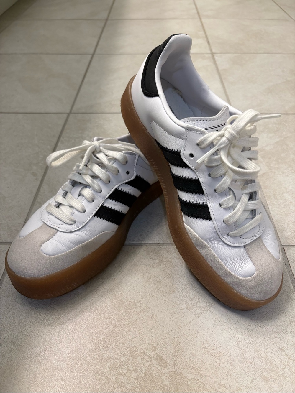 adidas Women's White Black Gum-Soled Athletic Shoes